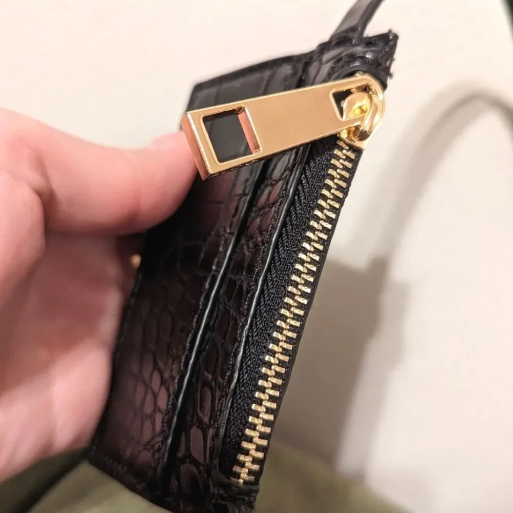 ALDO Black Cardholder Coin mini Wallet Crocodile Print